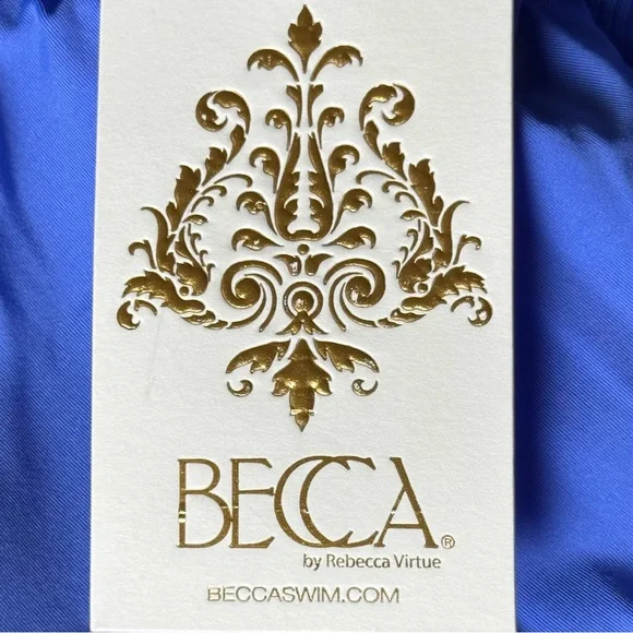 BECCA Bright Periwinkle Blue Ribbed Bikini Crisscross Back Bikini Top NWT Size M - Picture 11 of 12